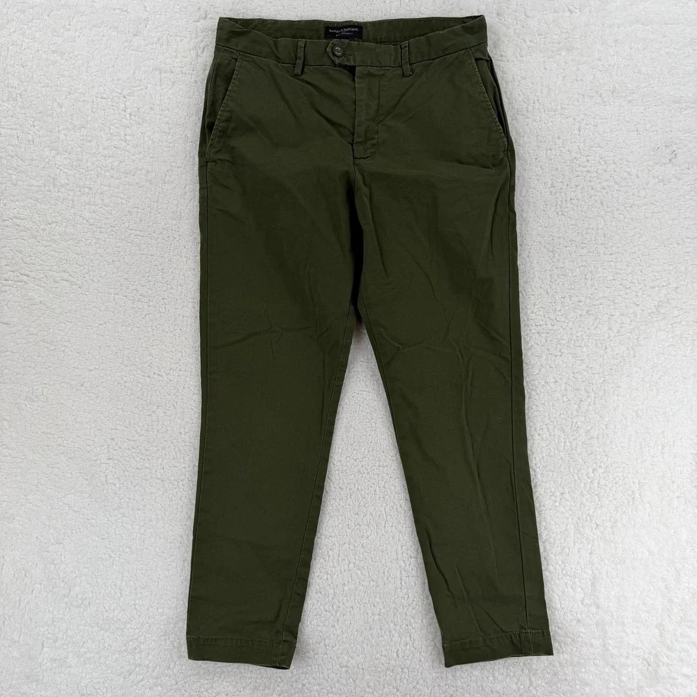 Banana Republic Pants Mens 31x30 Green‎ Slim Tapered Fit Chino Stretch (31x27)